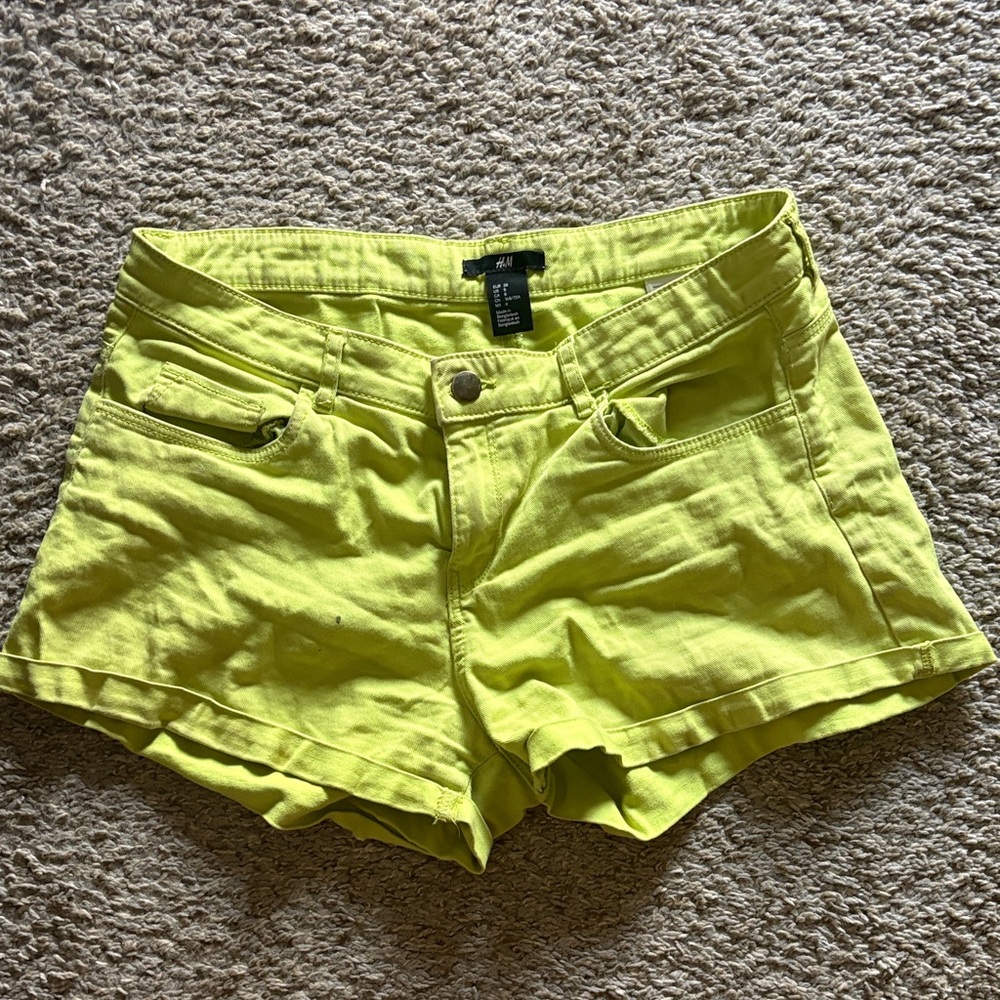H&M Lime Green High Waist Women's Shorts